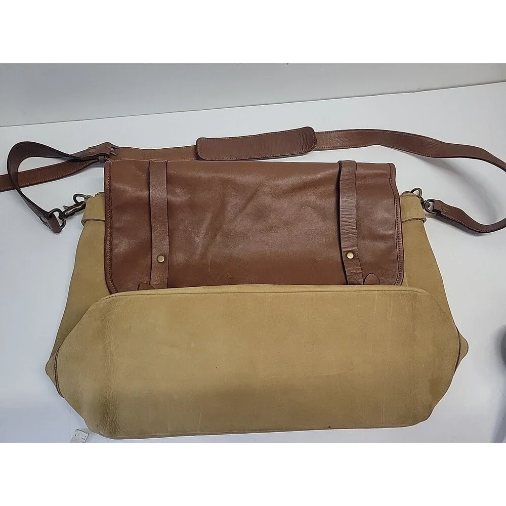 Vintage Genuin Leather Messenger‎ Bag Unisex Shoulder Strap Brown